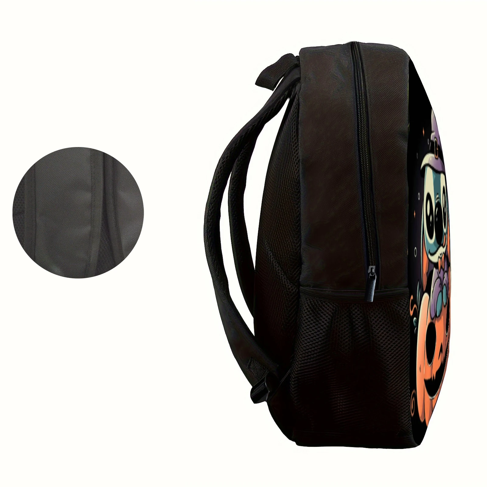 1pc Halloween themed pumpkin Stitch printed backpack with a witch hat and student backpack, suitable for travel, daily commuting