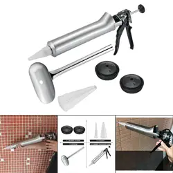 Caulking Gun Hand Tool Ceramic Tile Manual Thicken Stainless Steel with 2 Nozzles Applicator