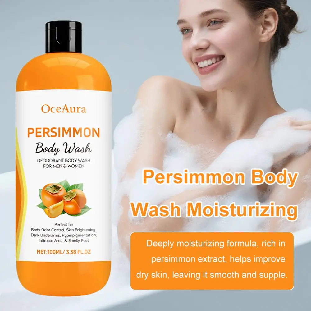 Persimmon Fresh Shower Gel - Warm Moisturizing Skin Cleanser with Delicate Plant Extracts for Smooth Hydrated Skin