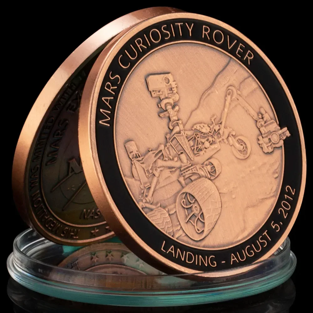 Mars Curiosity Rover Souvenir Coin Collectible Bronze Plated Creative Gift Mars Exploration Commemorative Coin