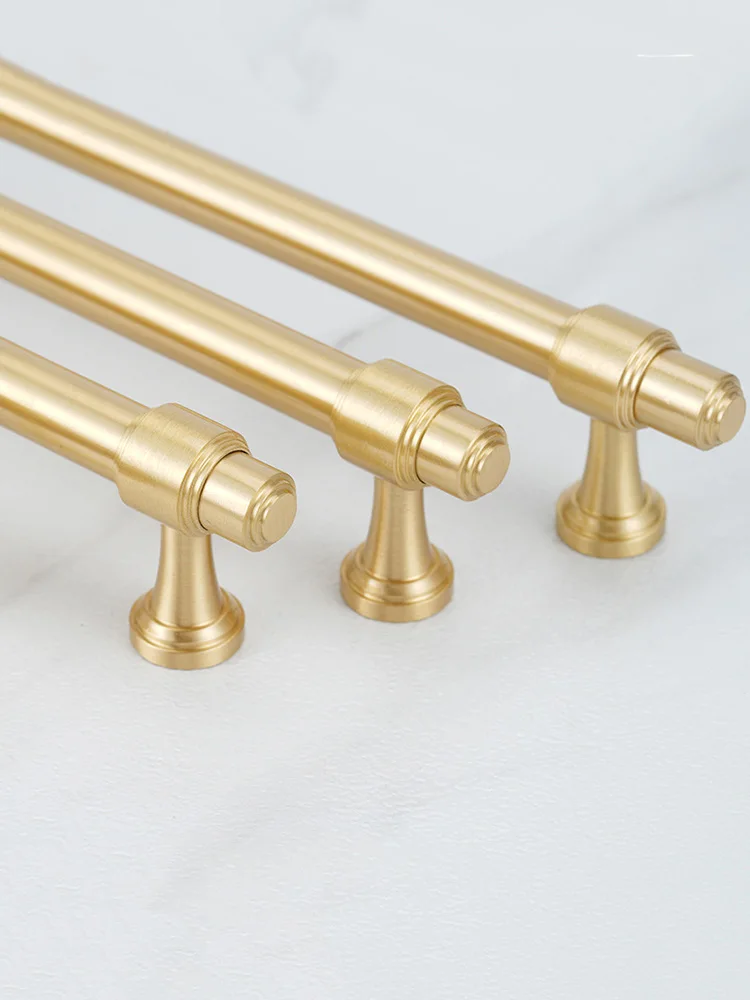 TBayce Brass Handle for Cabinet Satin Gold Drawer Knobs Cabinet Pull Bar Wardrobe Handles Furniture Brass Hardware Door Handle