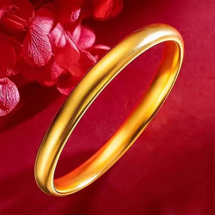 

Womens 18k Gold Bracelet Boutique AU750 Heritage Matte Frosted Surface Closed Solid Color Jewelry for Girlfriend