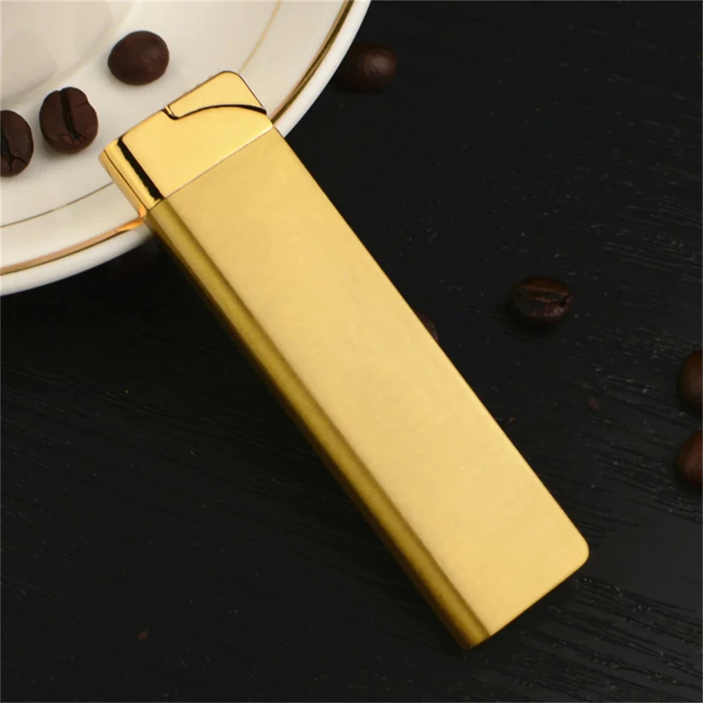 2024 Ultra Thin Metal Lighter Ultra Thin Metal Shell Torch Turbo Outdoor Jet Straight Fire Gas Butane Welding Cigarette Lighter