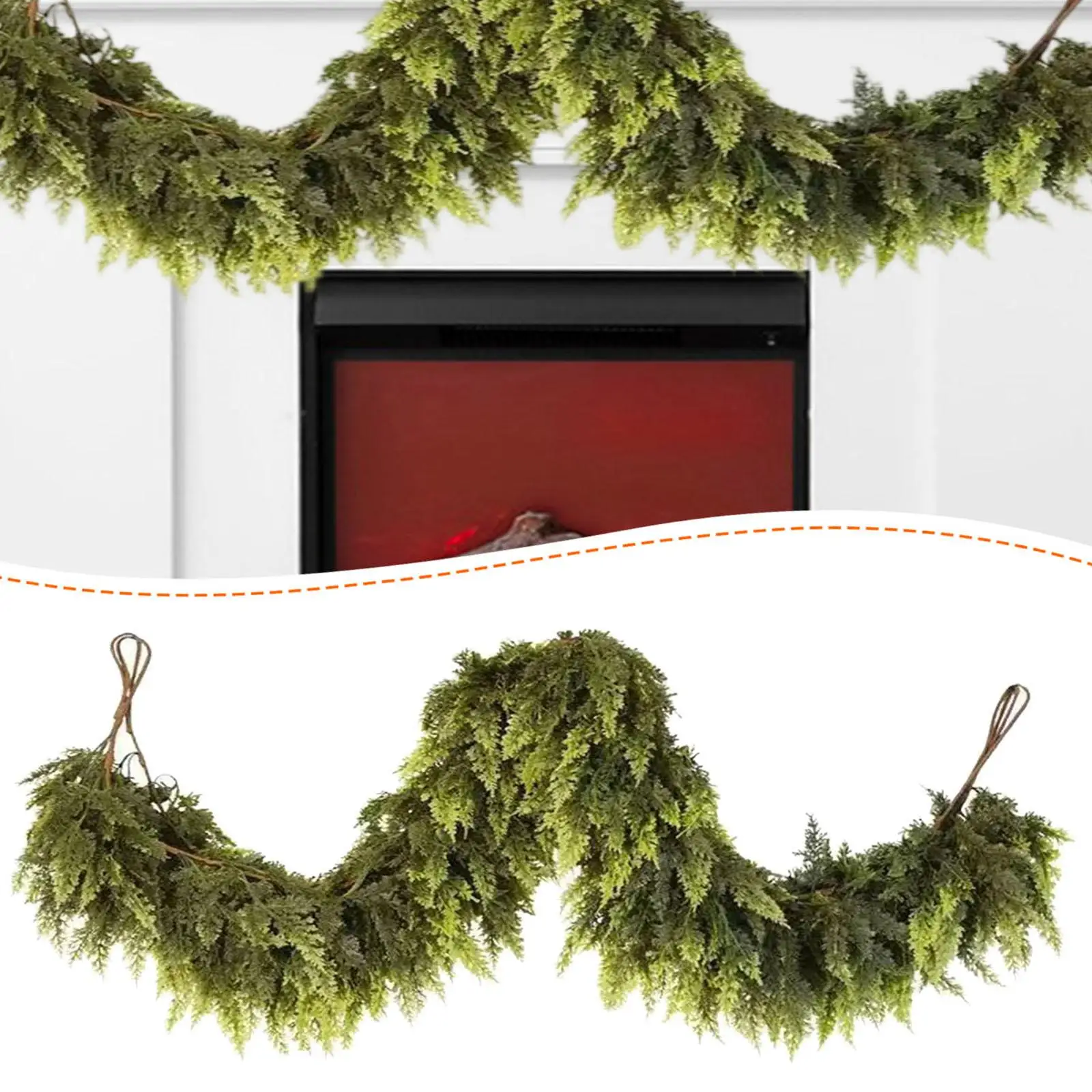 عيد الميلاد الأرز جارلاند الاصطناعي السرو ورقة ريال اللمس الكرمة الصنوبر جارلاند ل #3