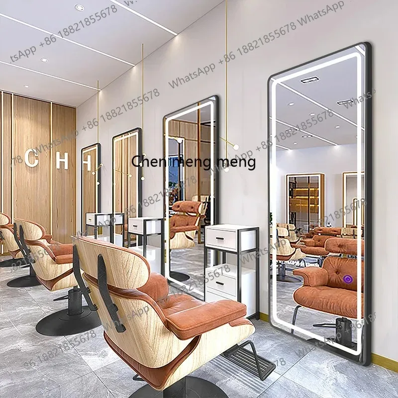 03 Hair shop perm, dye and cut hair, new wall-mounted mirror table with LED light for hair salon