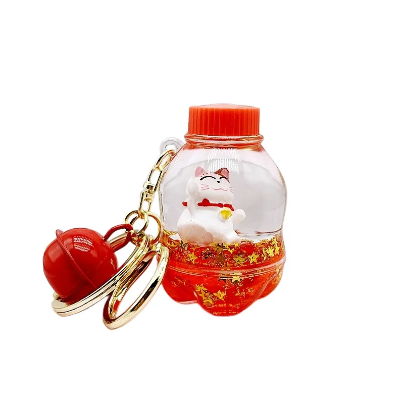 New Oil  Bottle Keychain Quicksand Liquid Car Shape School Bag Small Pendant Accessories Wholesale