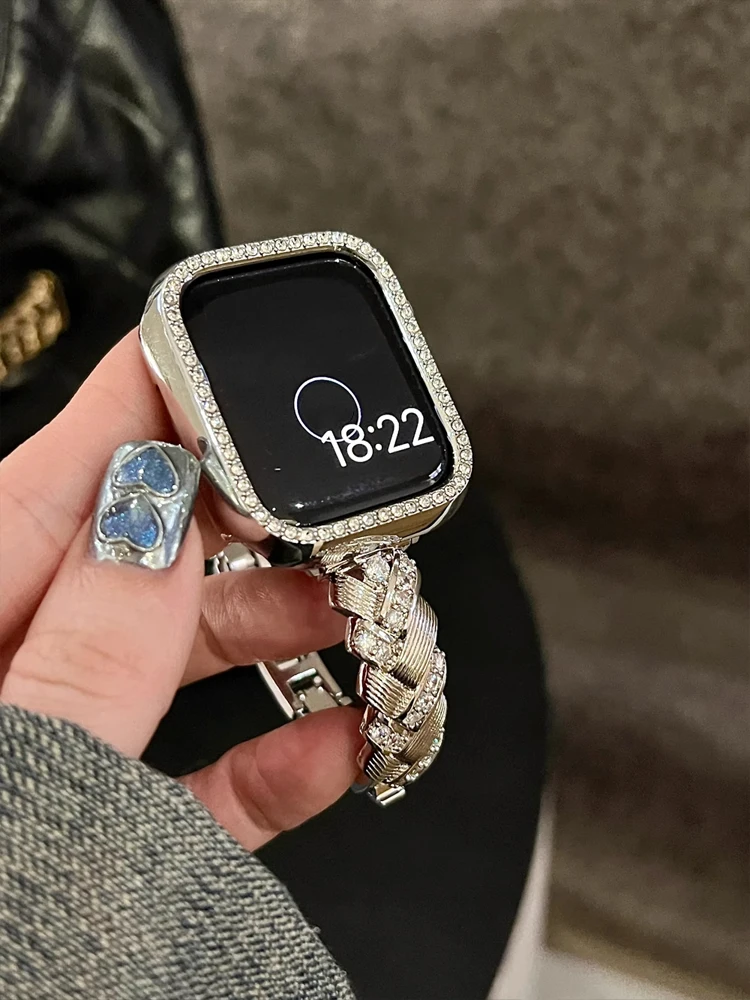 Fascia di diamanti di lusso per Apple Watch Ultra 10 9 8 7 6 5 4 cinturino da donna in metallo per iWatch 38mm 40 41mm 42mm 45mm 46mm 49mm