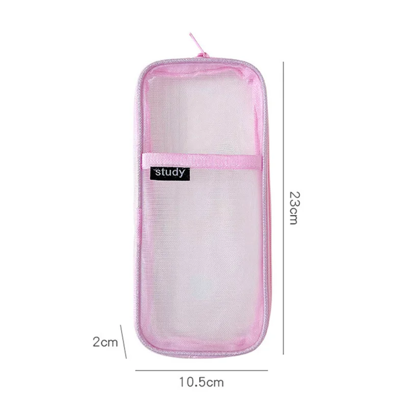 Transparent Mesh Pencil Case Double Layer Portable Lightweight Girls Pencil Pouch Korean Style School Stationery Exam Pen Bags