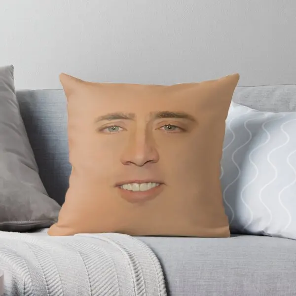 Nicolas Cage Giant Face  Printing Throw Pillow Cover Anime Soft Hotel Wedding Comfort Waist Pillows not include One Side