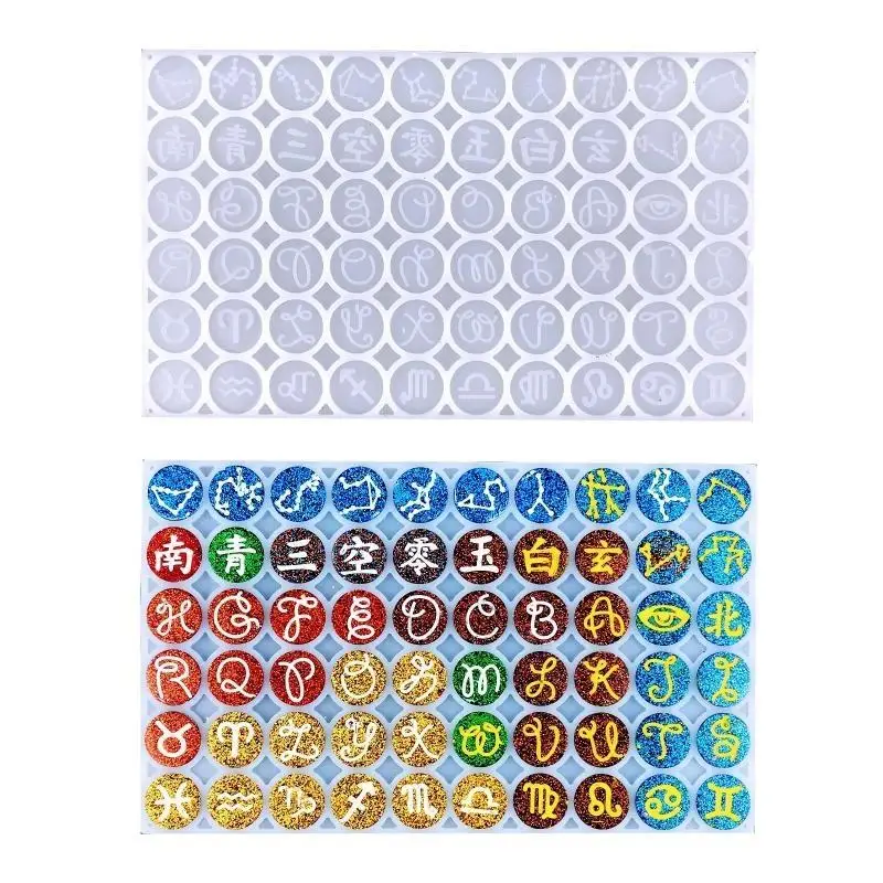 A52E Manschettenknöpfe Manschettenknopf Silikonform Tablett Konstellation Rundes Symbol Hängender Anhänger Ornament Epoxidharz – Detail 3