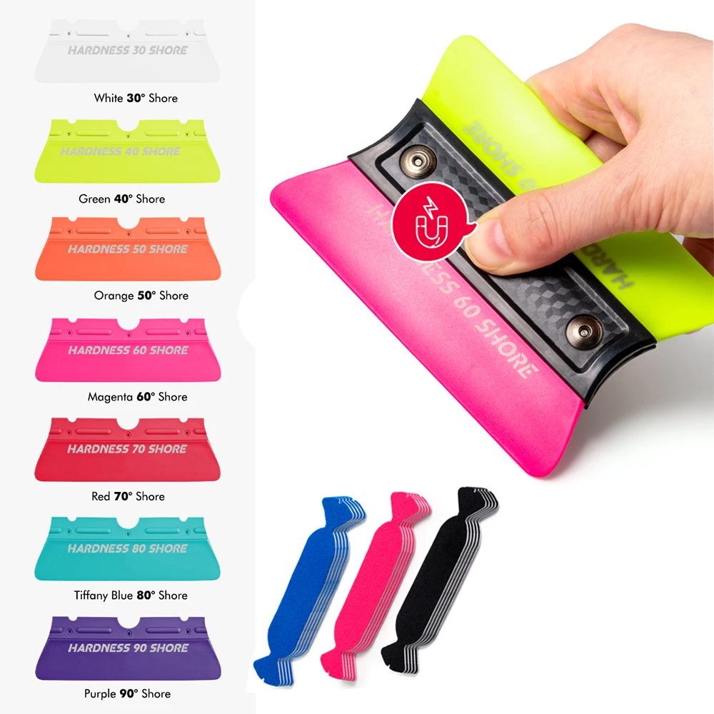 FOSHIO Car Wrap TPU Squeegees Flexible Dual Blade Magnetic Window Tint Scraper Carbon Fiber Film Application 4pcs Squeegee Kit