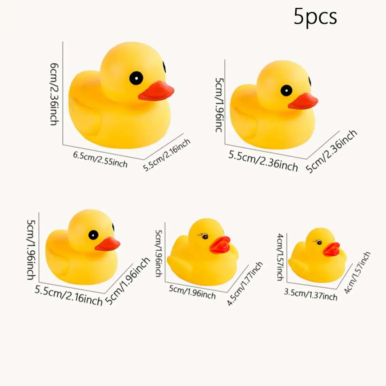 5ชิ้นของเล่นลอยน้ำรูปเป็ดน่ารักสำหรับเด็กยางลอยน้ำได้แบบนิ่มมีเสียงร้องได้ขณะของเล่นสำหรับเด็กอ่างอาบน้ำของเล่น