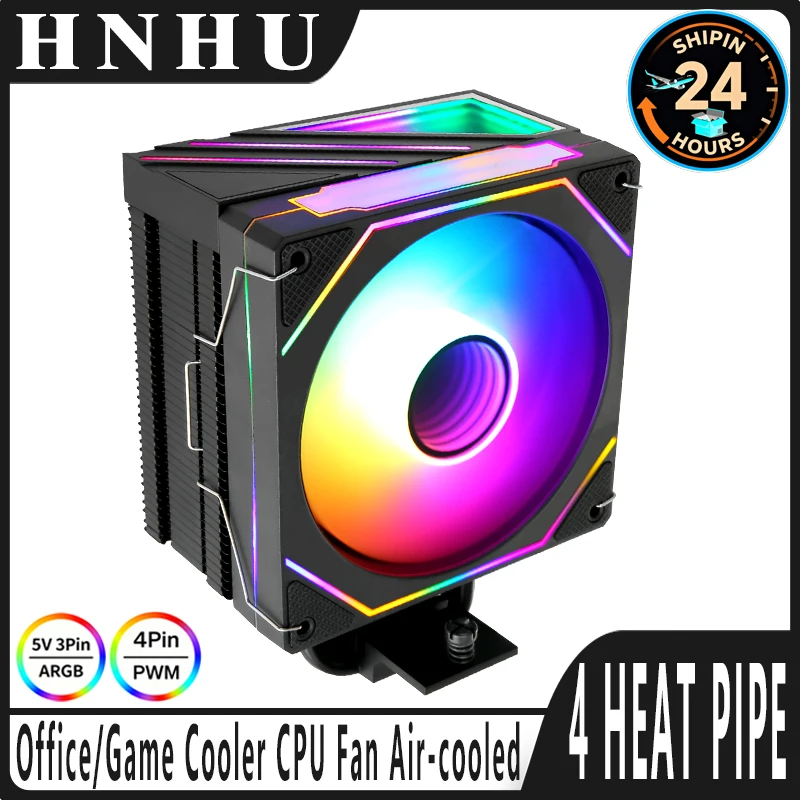 

HNHU ПК Киберспортивные игры Кулер Компьютерные детали Охлаждающий вентилятор процессора 120 мм RGB 4 тепловая трубка Совместимость 2011 x79 x99 115x 1200 1700 AM4 AM5