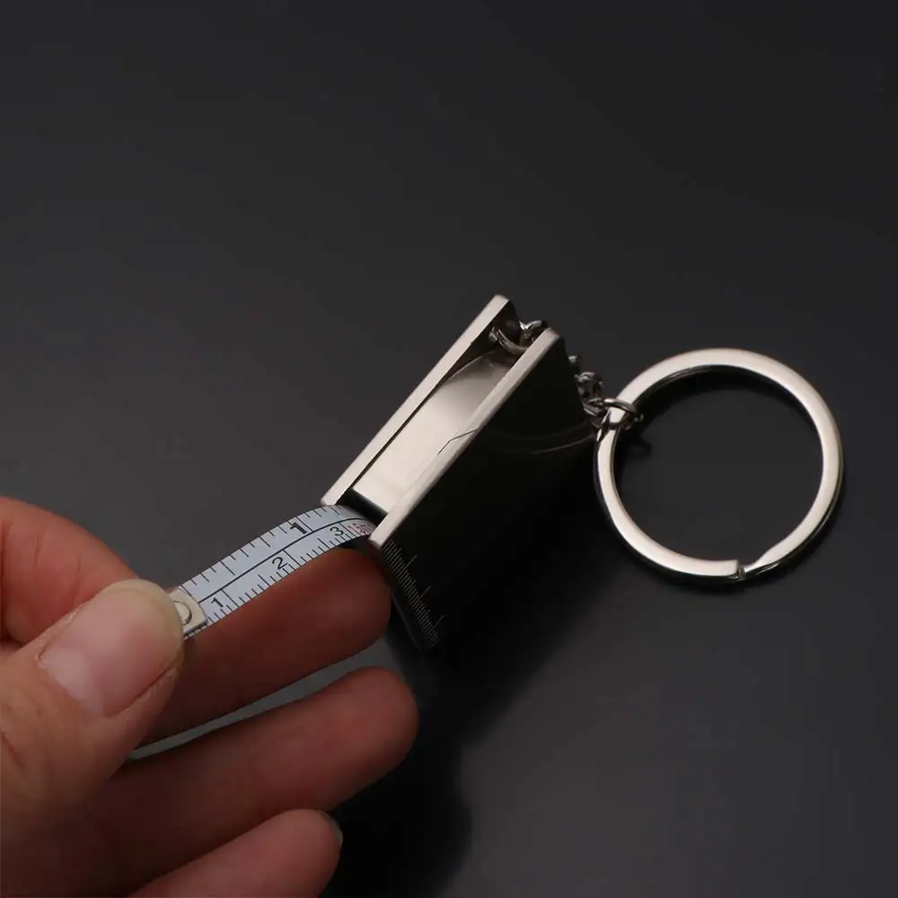 Double Scale Tape Measure Keychain Mini Size Portable Keyring Pull Ruler Easy to read precise Telescopic Ruler Key Ring