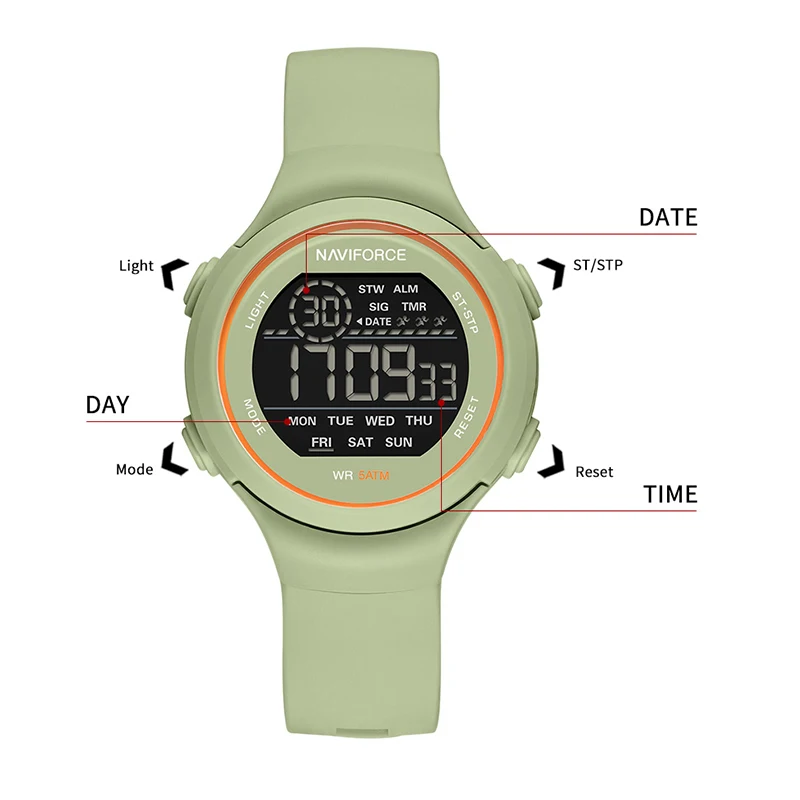 NAVIFORCE New Brand Creative Silica Strap Women's Bracelet Wrist Watches Laides Electronic Watch Fashion Wild Waterproof Clock