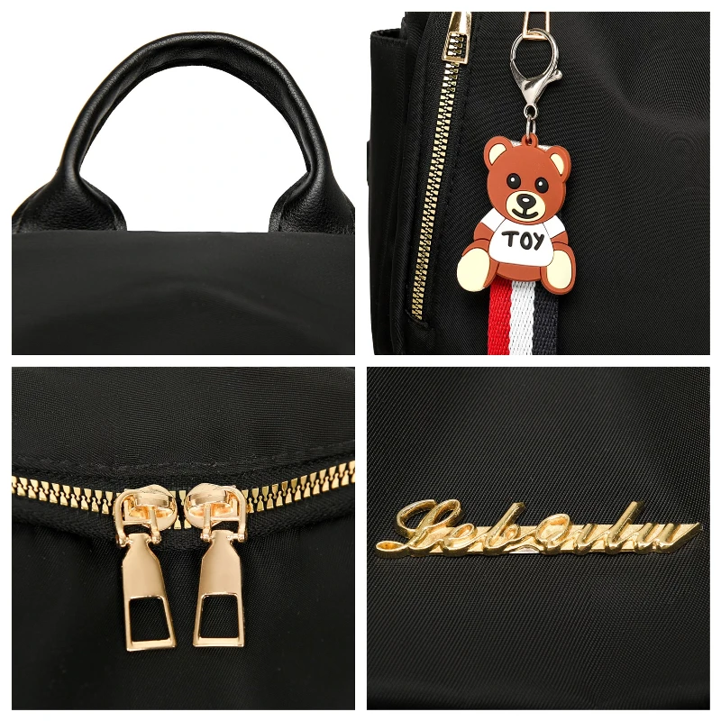 حقائب ظهر نسائية ذات سعة كبيرة، حقيبة سفر سوداء بسيطة، حقيبة مدرسية هاراجوكو للطالبات، حقيبة ظهر صغيرة من النايلون للنساء