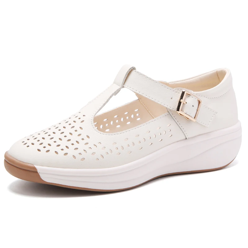 Microfiber Hollow Plus Size Women Sneakers Summer Wedges Heel Height 4.5cm Ladies Casual Shoes