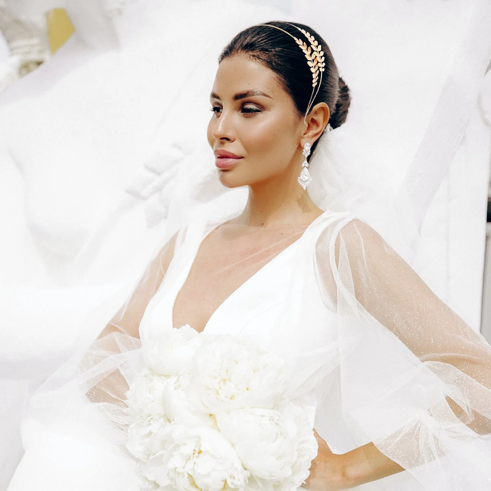 

2 шт. двухслойная повязка для волос с листьями дерева, элегантный свадебный головной убор ручной работы для свадебной вечеринки, аксессуар для волос для девочек, повязка для волос