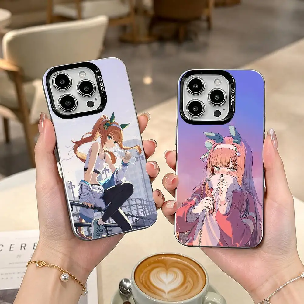 Umamusume Silence Suzuka gift Phone Case For iPhone 17,16,15,14,13,12,11 Plus,Pro Max,XS,Colored Silver Plated Inside Cover
