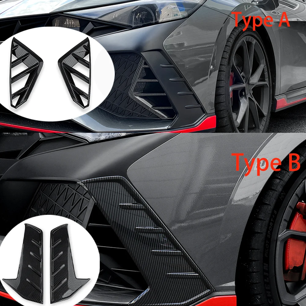 1PCS For Hyundai Elantra CN7 N Line 2023-2025 LHD RHD Carbon Fiber Style Front Fog Light Trim Cover Exterior Decor Accessories