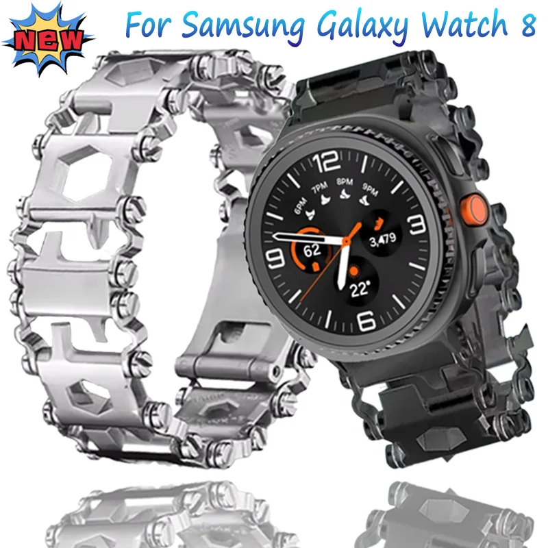 

Металлический многофункциональный ремешок для Samsung Galaxy Watch Ultra 47 мм, прочный уличный ремешок для Galaxy Watch 8/8 Classic, 40 мм, 44 мм, 46 мм
