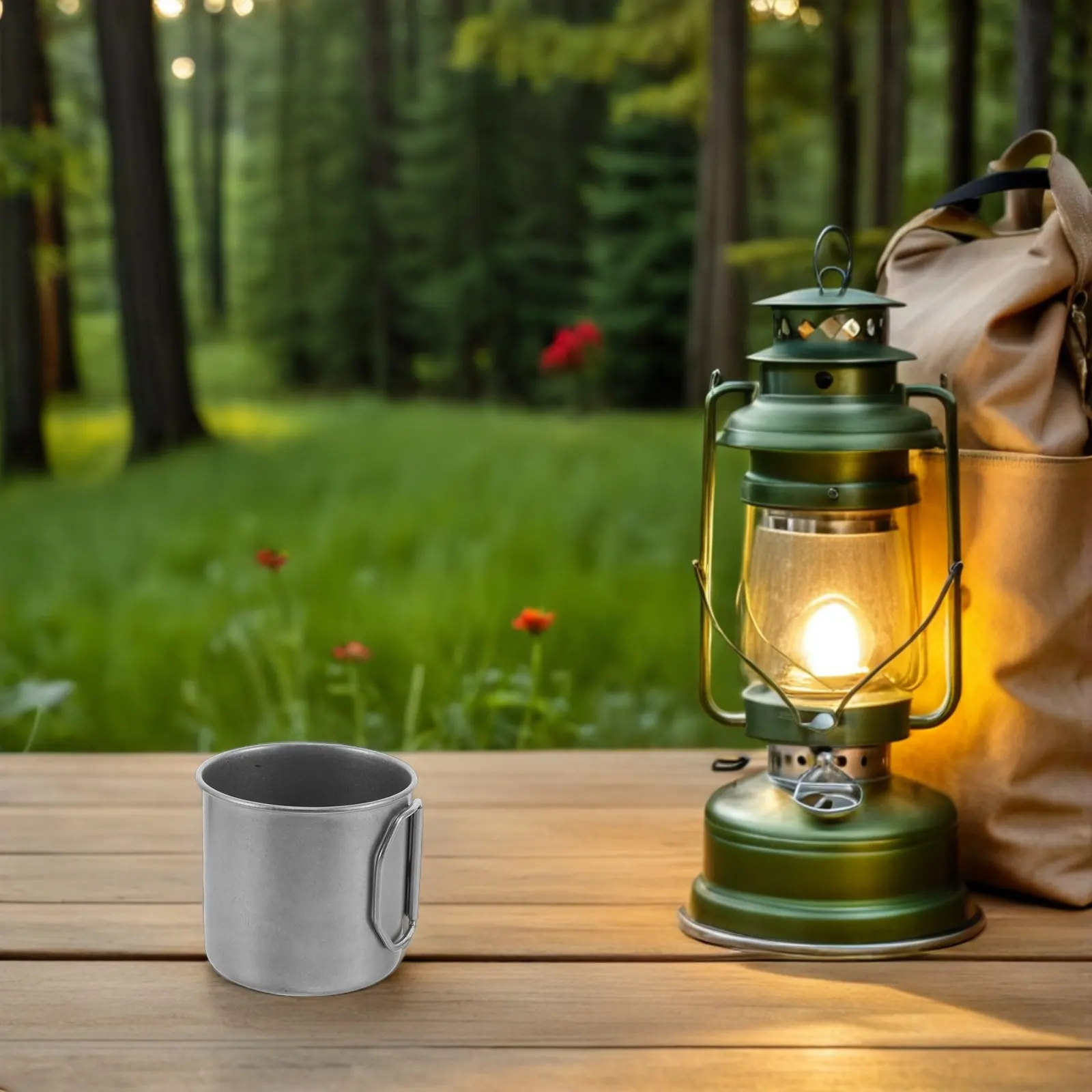Portable Stainless Steel Travel Cup For Outdoor Travel Backpack Foldable Camping Mug 300Ml Retro 8CM Handle