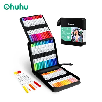 Ohuhu Markers Paper-friendly Water-based Coloring Markers Dual Brush Fineliner Tips Markers Coloring Books Art Markers Beginner