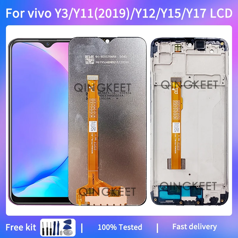 

Дисплей 6,35 дюйма для vivo Y3 Y11 (2019) Y12 Y15 LCD 1904 1906 кодирующий преобразователь сенсорного экрана в сборе для vivo Y17 V1901 LCD с рамкой IPS