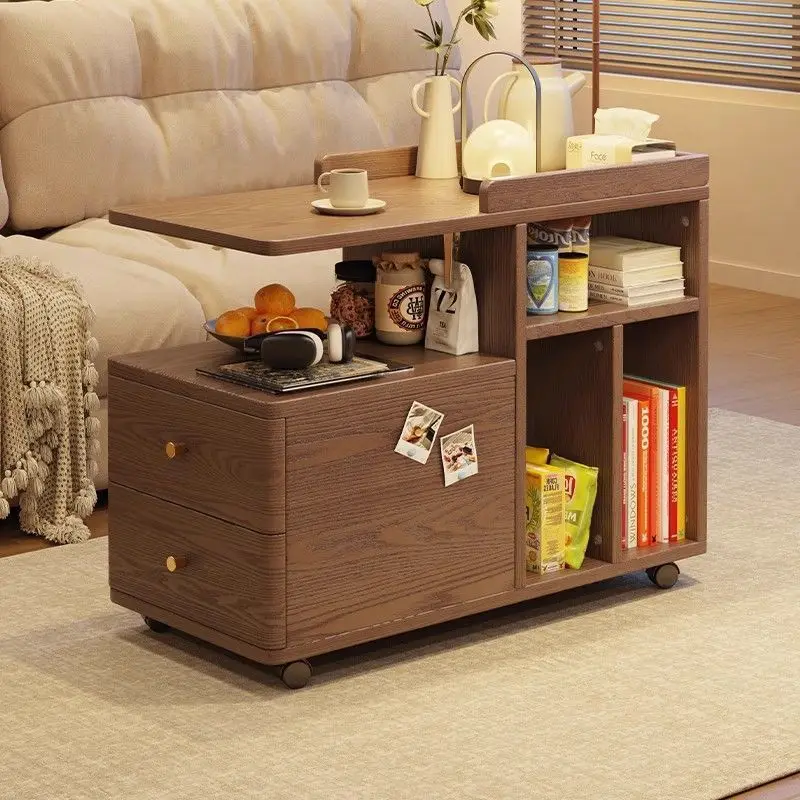 All solid wood edges, living room with wheels removable storage lockers for home use