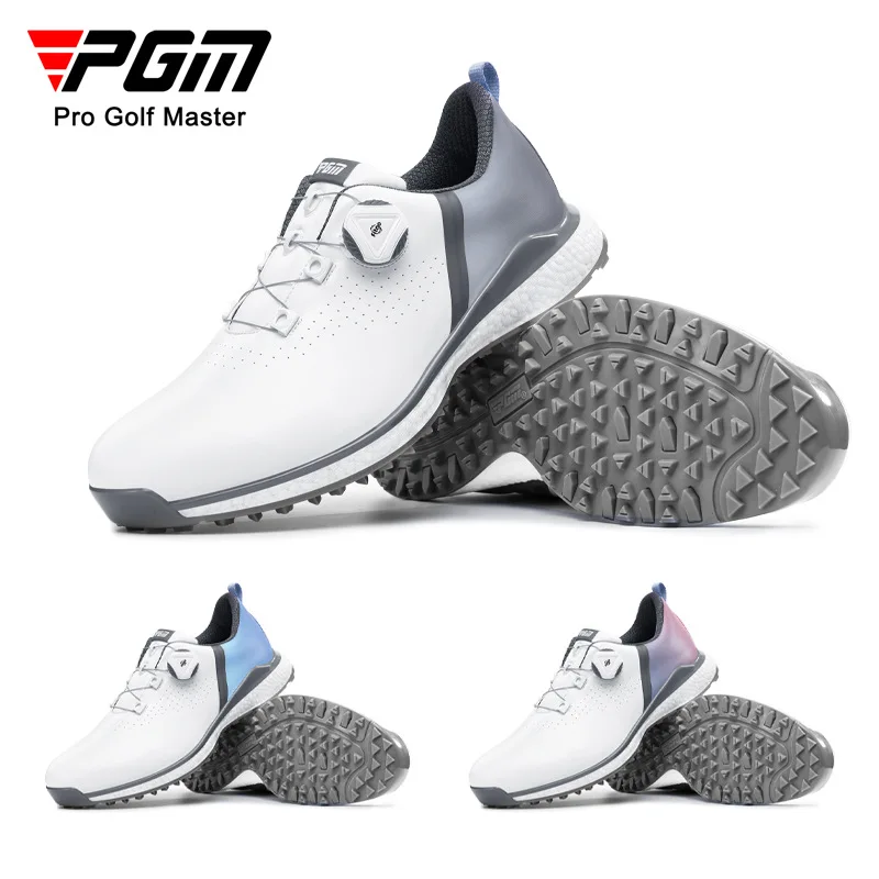 PGM Men Golf Shoes BOA Rotating Laces Waterproof Non‑Slip Spikes Golf Sneakers Male Professional Golfer Footwear