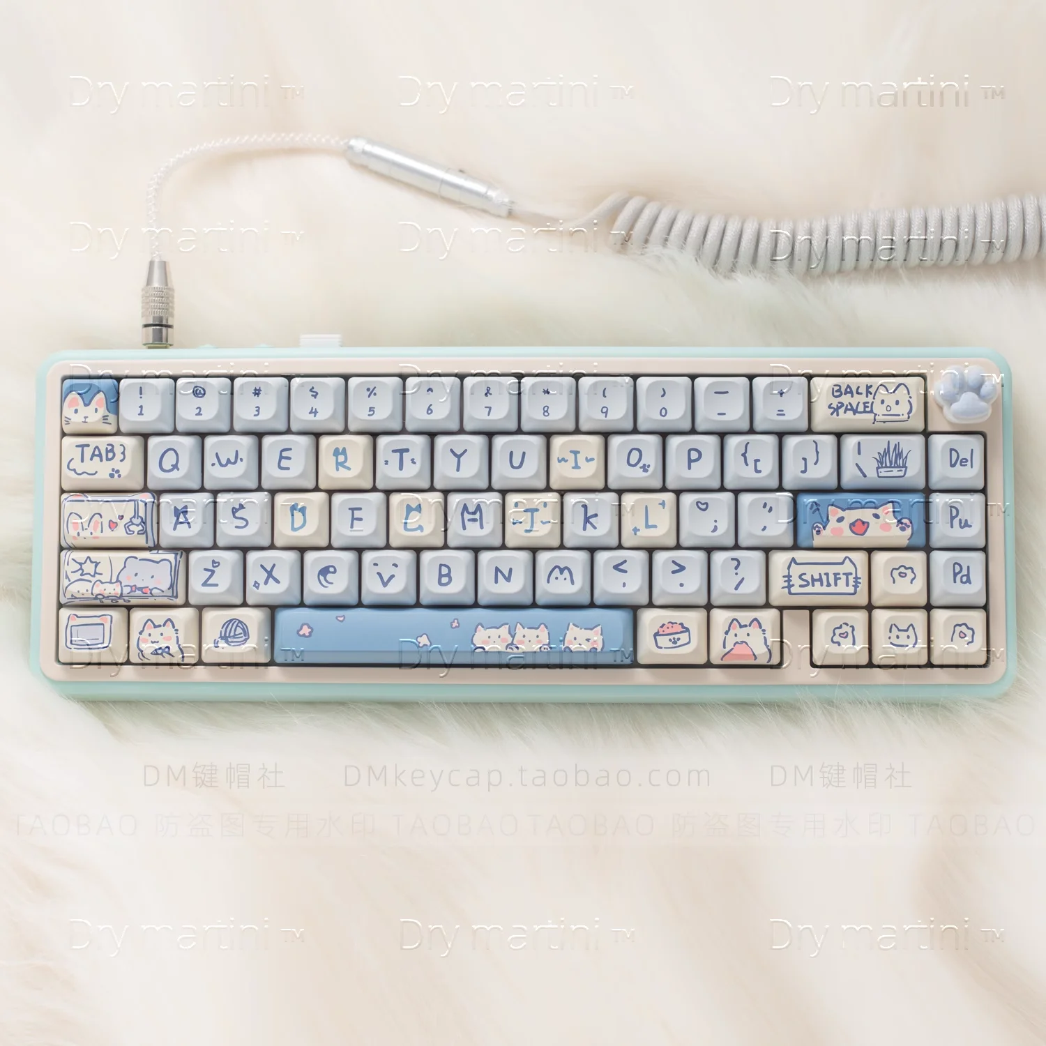 Imagem -03 - Bonito Gato Azul Moc Keycaps Pbt 145 Chaves Apto para Cherry Gateron Interruptores mx Teclados Mecânicos Meninas