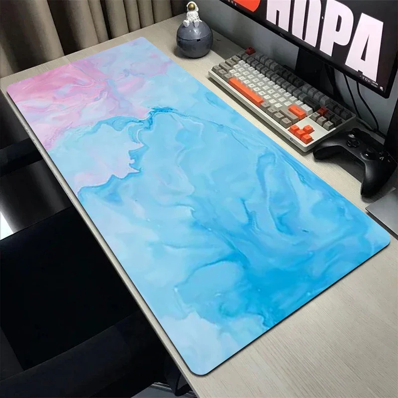 Blue Watercolor Mouse Pad Pink Office Accessories Extended Mat Mousepad Gamer 900x400 Computer Tables Deskmat Bureau Gaming PC