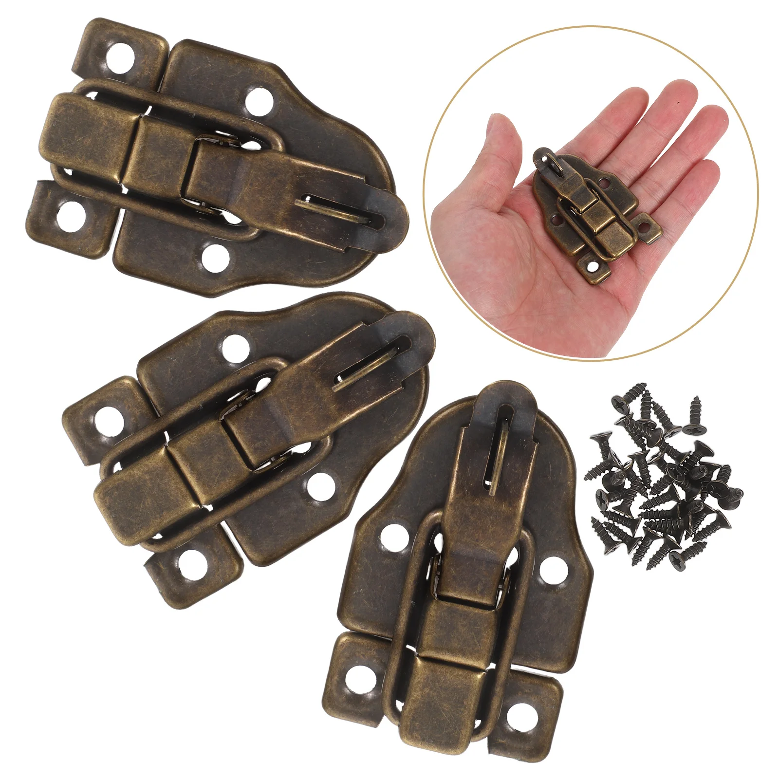 

6pcs 40X62Mm Alloy Latch Hook Lock For Wooden Gift Jewelry Toolbox Keyhole Bronze Durable Chest Cabinet Fastener