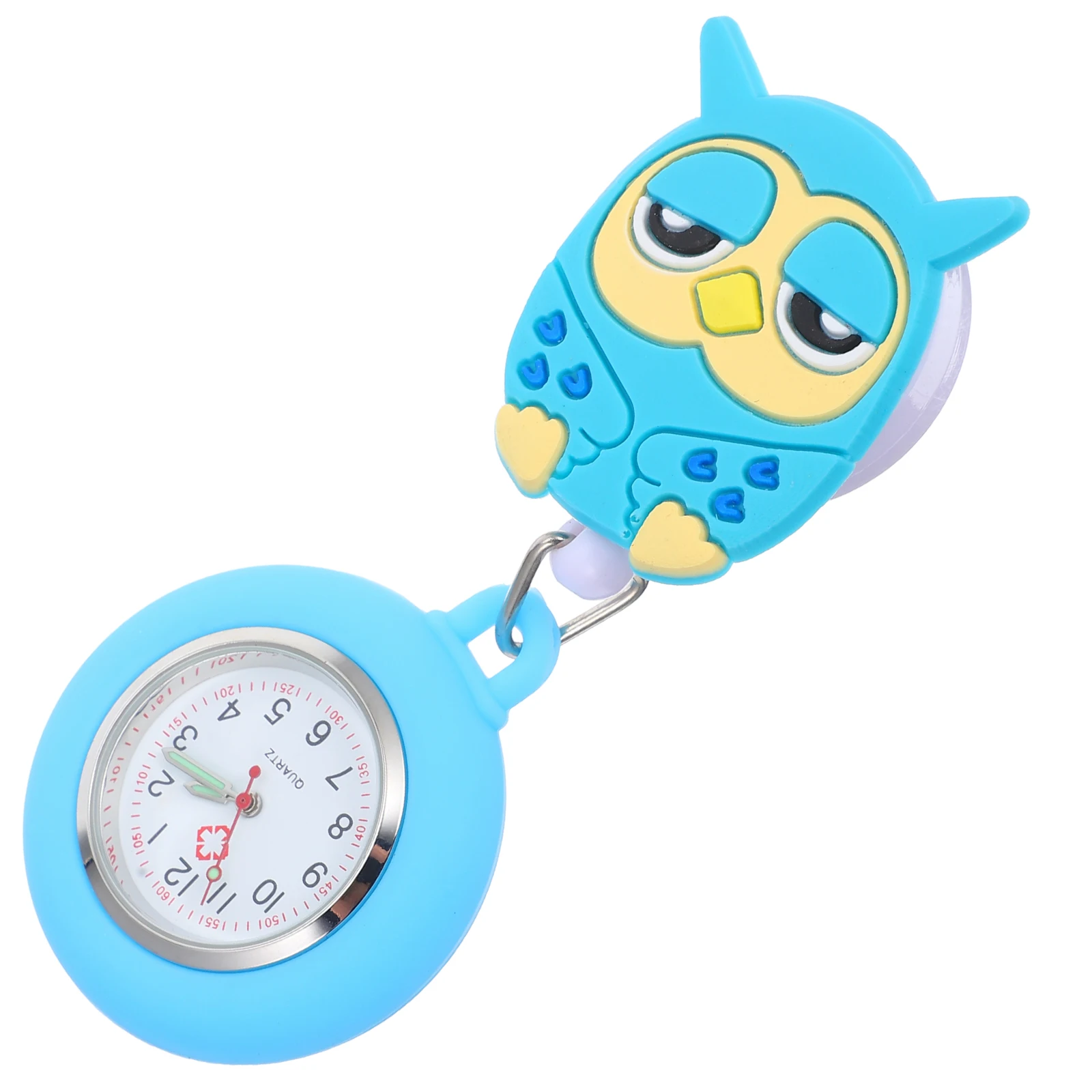 귀여운 올빼미 주머니 시계 부드러운 고무 블루 실리콘 두 번째 의사 간호사 의료 간호사 주머니 시계 선물