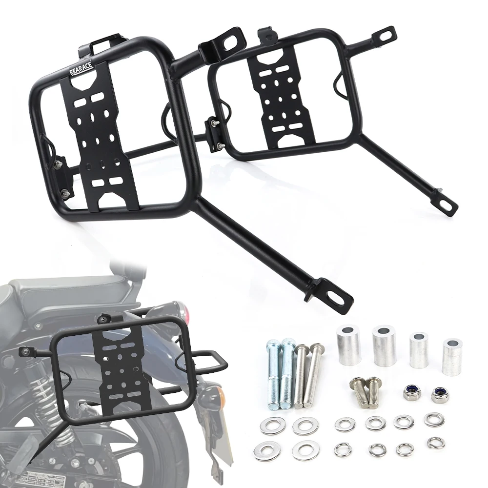 

Motorcycle Pannier Racks Side carrier Side Luggage Rack Saddle Bag Saddlebag Support Rack Meteor 350 2021-2025 For Royal Enfield