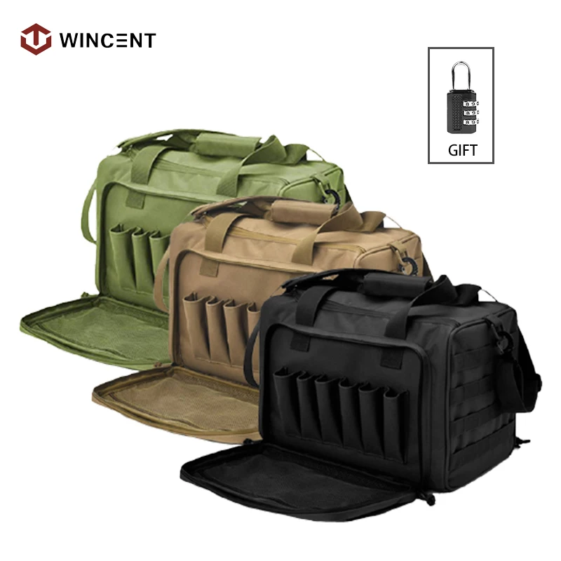 Shooting Range Bag Molle System Outdoor Hunting Accessory Nylon Tactical Gun Case Pack Pistol Tools Shoulder Bag Sniper Black