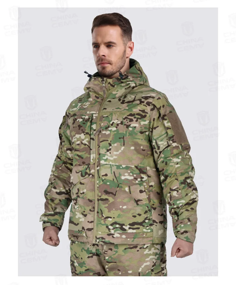 Men's Thermal Heat Reflective Camo Tactical Jacket Winter Military Hard Shell Windproof Durable Insulated Coat for Outdoor
