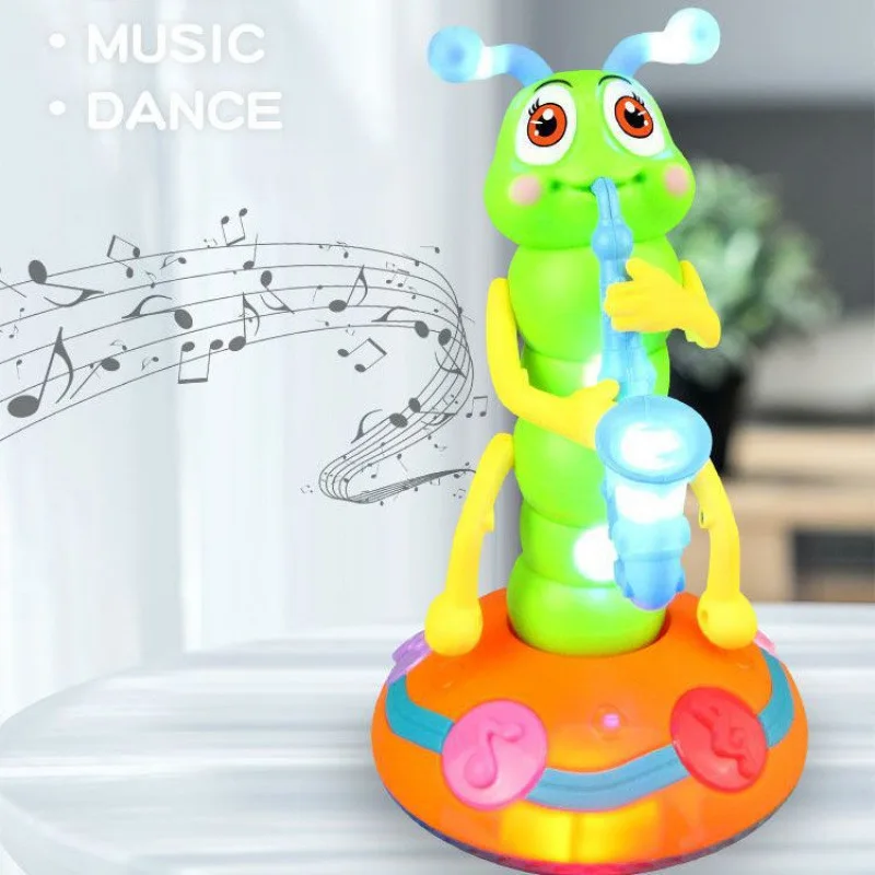 Jouets électriques-caterpillars électriques peuvent chanter danser jouer musique pour enfants Iight chenille jouer Saxophone mignon compagnon Unive