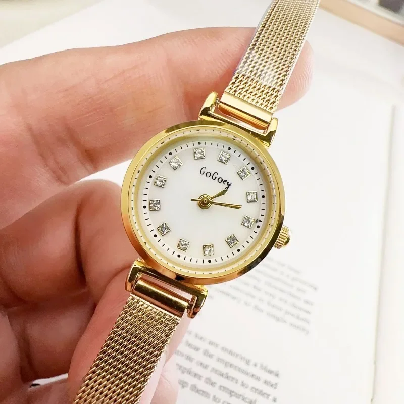 Luxury Women Gift Watch Rose Gold Diamond Scale Small Dial Ladies Wristwatch Stainless Steel Strap Quartz Watches Dropshipping