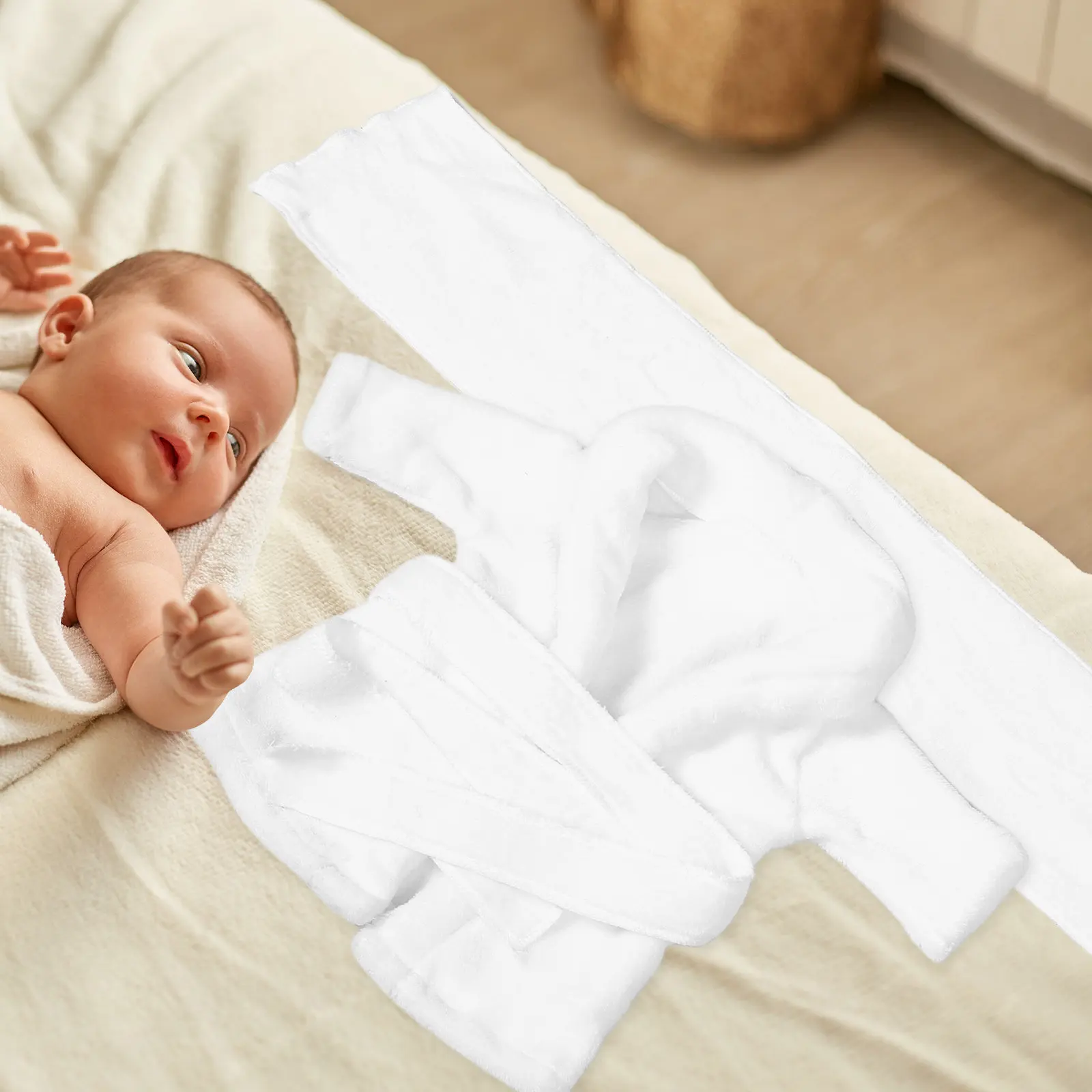 Newborn Coral Fleece Bathrobe Warm Infant Robe Sleepwear Photography Toddler Baby Girl Photoshoot Outfits Pajamas 0-2 - view 3