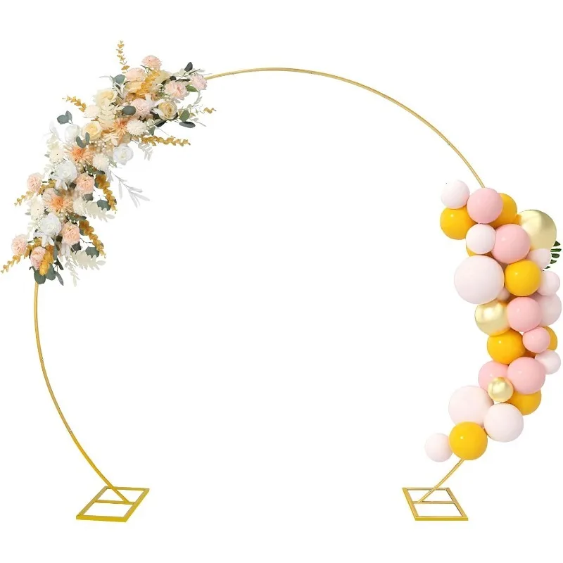 

Metal Balloon Arch, Round Arch Backdrop Stand 8 FT(2.5M) Large Golden Circle Arch Frame with Base for Birthday