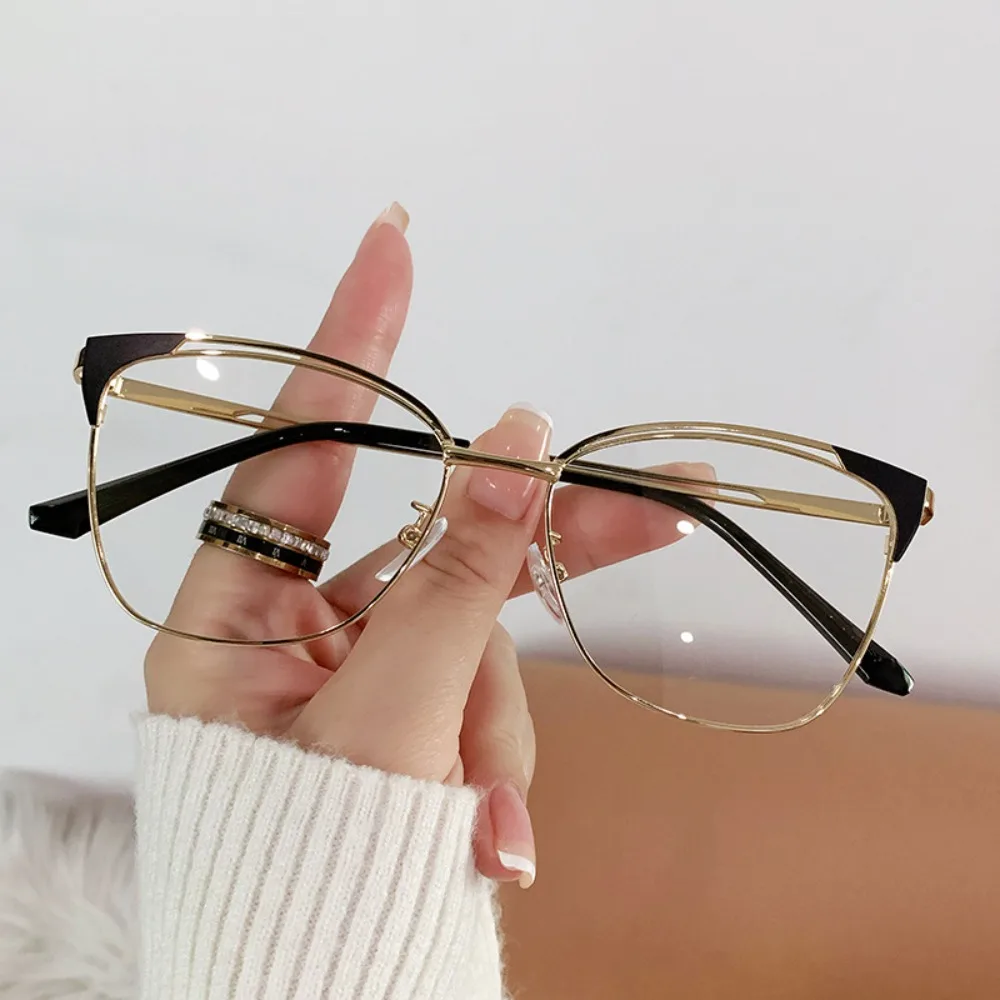 

Trendy Lightweight Anti Blue-lay Eyewear Alloy Costume Accessory Cat Eye Glasses Thin-frame PC Women Plain Glasses Gift