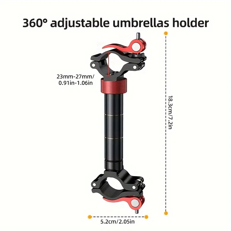 Yuzhiyuan Aluminum Alloy Fishing Accessory Mount, Rotatable Gear Holder with Adjustable Clamp, 2-Tone Finish Ships Randomly