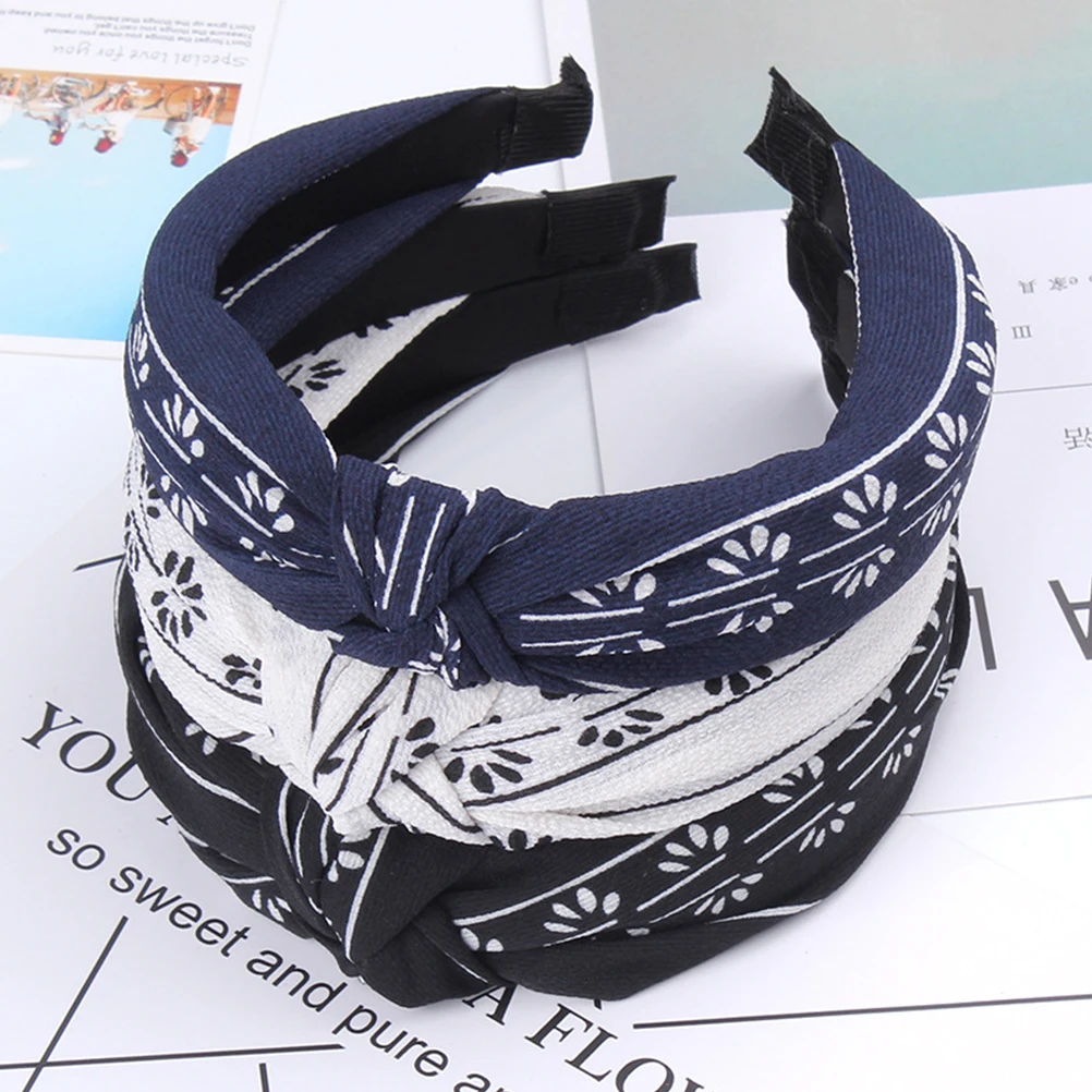 

3 pcs Wide Cloth Headband Hoop Hair Band Crossing Knot Women Elegant Daily Life Party Accessories Durable Comfortable Flower