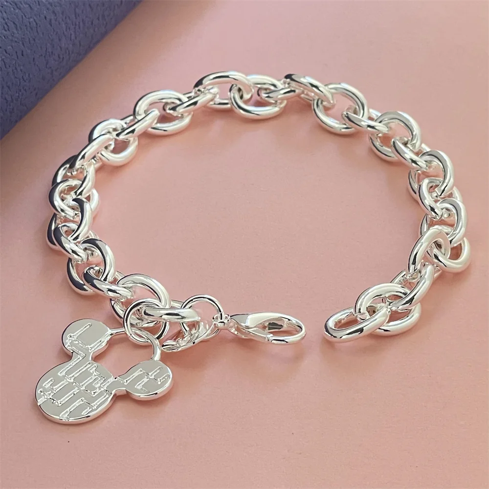 

Высококачественный браслет-подвеска Микки из стерлингового серебра 925 пробы, элегантный, милый и модный.