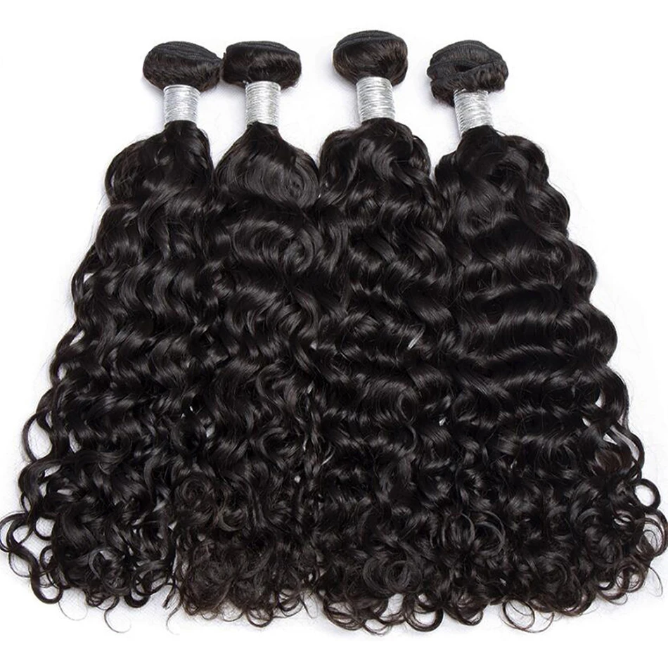 Water Wave Bundles Human Hair Brazilian Weaving Natural Black 1 3 4 Bundles Deal Virgin Hair 30 Inch Remy Raw Hair Extensions