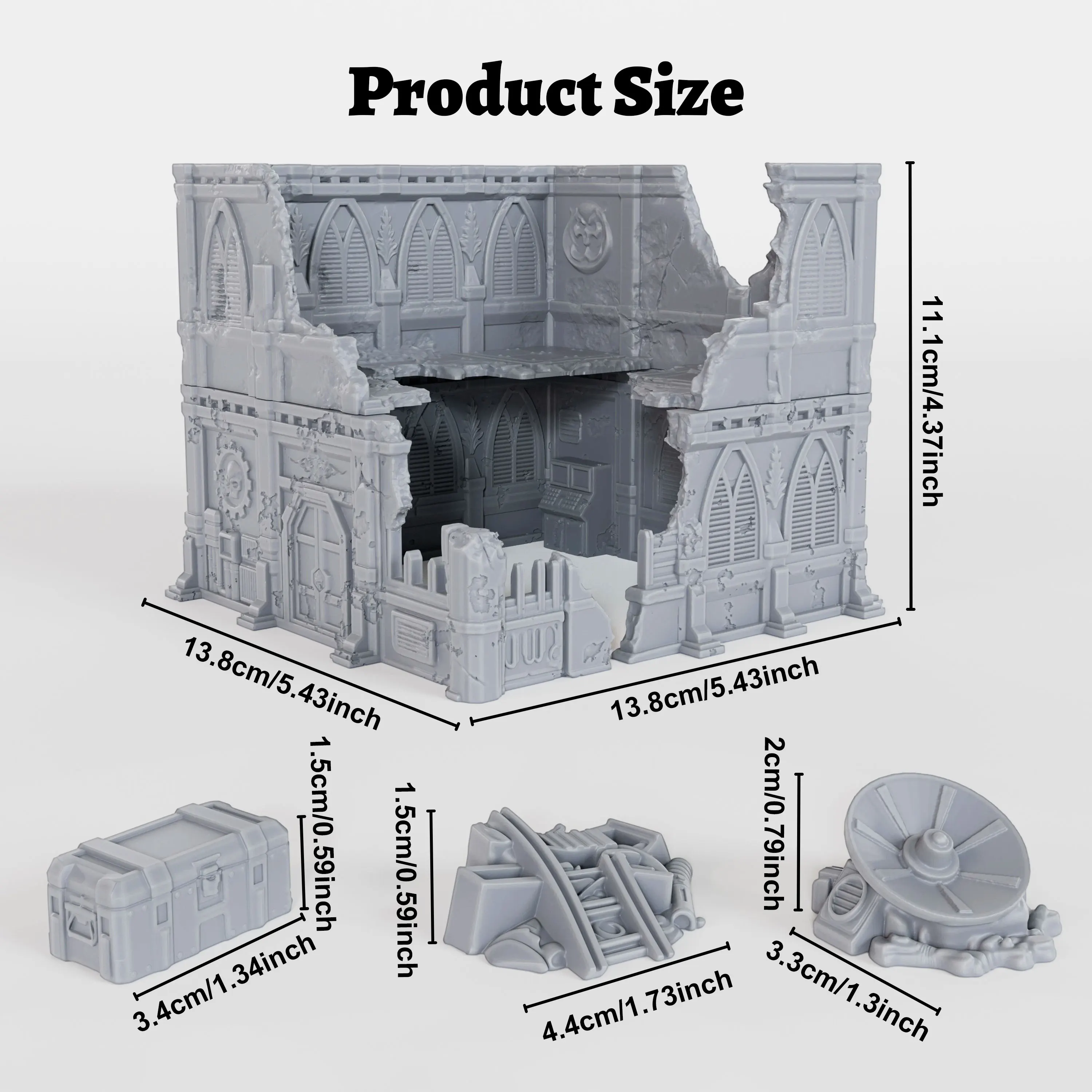 Sci-Fi Ruins Terrain Miniature Set, 28mm 1:56 Scale, Detailed TTRPG Building for Tabletop Games and Futuristic Dioramas