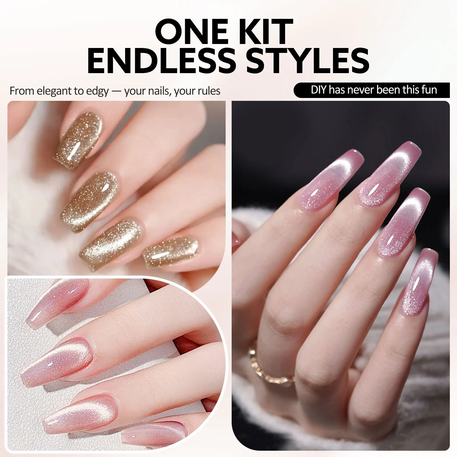 Venalisa Cat Eye Gel Nagellack Set Magnetischer Effekt Schimmerndes Nagelgel Set Hochpigmentiert Abziehbarer UV LED Nagelkunst Maniküre 10ml x 5 Stück – Detail 24