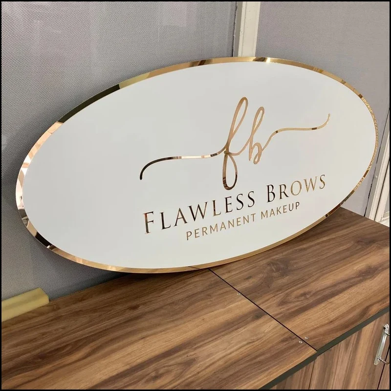 Business Mirror Logo Sign Acrylic Custom Logo Decoration Office Door Sign Large Name Wall Sign 3D