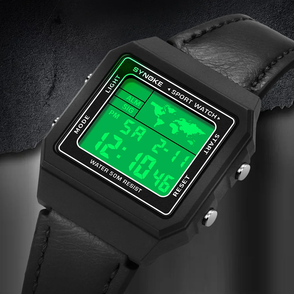 Trendy Square Multi Functional Watch, Men's Gift